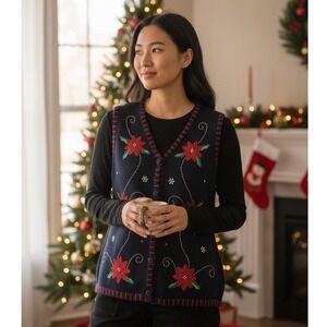 NWT!! Holiday Editions Womens Christmas Sweater Vest SZ L Deadstock Kmart VTG